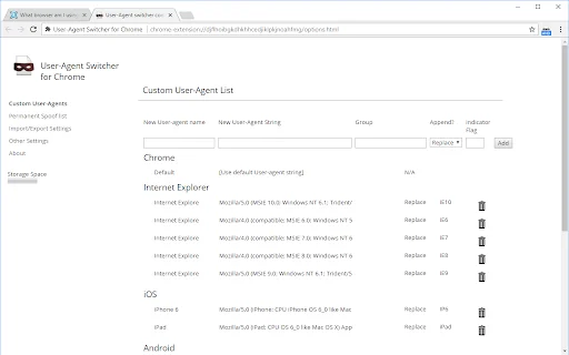 User-Agent Switcher para sa Chrome – Baguhin ang Browser User-Agent - Screenshot 3