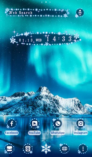 I-download ang Snowy Mountains Theme – Magandang Aurora Wallpaper - Screenshot 5