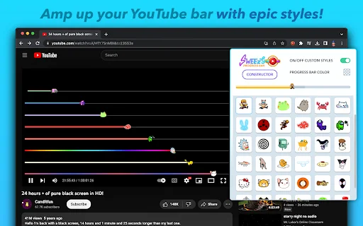 I-customize ang YouTube Progress Bar: Sweezy Extension Free Download - Screenshot 2