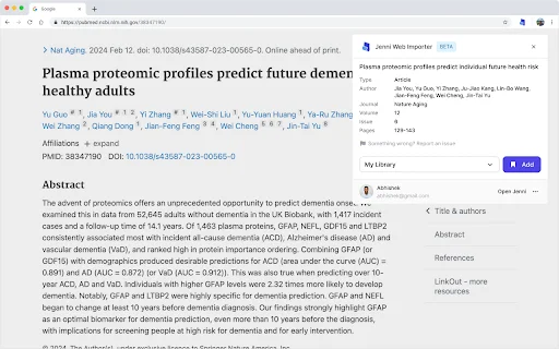 Jenni Web Importer – I-save ang Research Papers nang Mabilis - Screenshot 1
